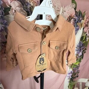 Rabbit & Bear Tan Button-Up Jacket NWT Size 0-3 months 100% Organic Cotton